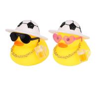Fukaisu 2pcs Dashboard Rubber Duck, Rubber Duck Car Accessories with Soccer Hat, Beer Mug, Necklace & Sunglasses Funny Cool Car Decoration Dash Ornaments for Office Home Soccer Match Decor (2 Styles)