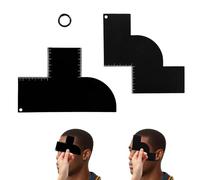 Fukaisu 2pcs Enhancement Card for Barbers, Reusable Color Spray Edge Hairline Shaping Tools with Measurement Indicators with 1pcs Circular Ring Beard Line Up Template for Barbers (T + W Shape)