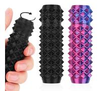 Fukaisu 2pcs Ergonomic Spiky Pain Fidget Keychains, Textured Handheld Stim Fidget Roller Keyring Toy for Anxiety Relief & Focus Silent Design Spiky Roller for Adults (Blue, Black)