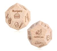 Fukaisu 2pcs Food Dice, Date Night Dice for Couples Wooden Dinner Decider for Him & Her Boyfriend Girlfriend Husband Wife Valentines Anniversary Funny Gift