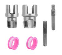 Fukaisu 2pcs PVC Pipe Threading Threader Tool Kit, Integrated Internal & External Pipe Thread Cutting Tool with 1/2'' & 3/4'' Dies Set with 2 Roll Seal Raw Tapes for Electric Drill