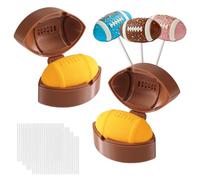 Fukaisu 2pcs Rugby Cake Pop Moulds & 100pcs Plastic Sticks, 3D Rugby Shaped Cake Pop Maker Baking Tools Accessories for Sports Football Theme Baking Birthday Party Decorations (Brown)