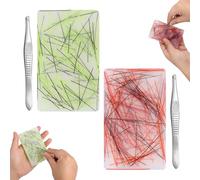 Fukaisu 2pcs Silicone Picking Fidget Pad Toy, Portable Fun Silicone Picking Fidget Pad with Tweezers for Relieving Pressure and Calming Down(Red & Green)