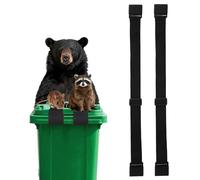 Fukaisu 2pcs Trash Can Strap, Adjustable Strong Garbage Bin Lock with Adjustable Sliding Hooks for Outside Use to Prevent Animals and Wind from Tipping Over(Black)
