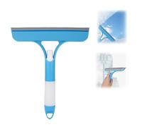Fukaisu 3 in 1 Spray Window Squeegee Cleaner Scraper, Blue Plastic & Sponge Glass Cleaning Tool for Shower Doors Mirrors Windows Auto Glass