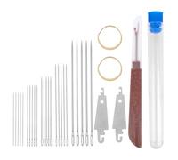 Fukaisu 31pcs Big Eye Stainless Steel Needle Set, 25 Steel Portable Hand Sewing Needles 2 Needle Threader 2 Thimble & 1 Thread Ripper for Beginners & Craft Lovers