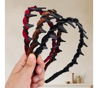 Fukaisu 3pcs Vintage Skull Pearl Headbands, High Cranium Artificial Pearl Hair Band with Teeth Hoop Design Hair Accessories Set for Women Girls Wedding Gift Party Daily Use (3 Colors)