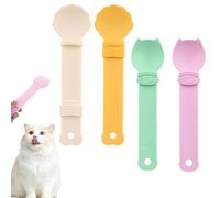 Fukaisu 4 Pcs Cat Squeeze Treats Spoons, Kitten Strip Feeder Spoon, Multifunctional Dog Food Lickable Dispensers for Wet Food Licky Treats &Liquid Snacks Accessories