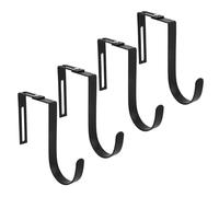 Fukaisu 4pcs Adjustable Cubicle Hooks, Heavy Duty Over The Door Hanger Hooks for Clothes Organizer Towel Rack Coat Hat Wreath for Home Bedroom Bathroom No Drilling Required Hanging Tool (Black)