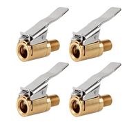 Fukaisu 4pcs Air Chuck Quick Connect, 250 PSI Max Premium Brass Tire Chuck with Clip Adapter Locking No Leakage Tire Inflator Nozzle Adapters for Car Bike Motorcycle Air Compressor Pump