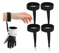 Fukaisu 4pcs Skiing Glove Safety Straps, Durable Sport Elastic Glove Leash Straps with Keychains Practical Accessories for Snowboarding Mountaineering Outdoor Activities