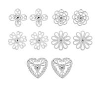 Fukaisu 5 Pairs Heavy Duty Earring Support Backs for Dangles Studs, 10-20mm/0.39-0.79in 5 Styles Anti-Drop Floral Shaped Locking Secure Earring Lifter Backs Replacement for Women/Men(Silver)