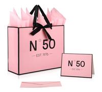 Fukaisu 50th Birthday Gift Bag with Card Envelope and Tissue Paper