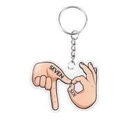 Fukaisu 67 Meme Keychain, Funny Six Seven Keyring Acrylic Internet Meme 6 7 Key Chain Accessory Backpack & Bag Charm Teens & Friends Cool Party Favors Kids Novelty Gag Gifts