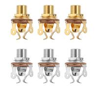 Fukaisu 6pcs Guitar Output Jack, Full-Contact 1/4 inch Mono Input Jack for Stable Connection & Optimal Signal Tone Low Noise for Electric Guitar & Bass Parts (Silver, Gold)