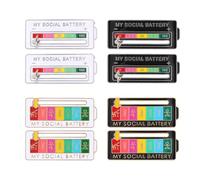 Fukaisu 8pcs Social Energy Bar Sliding Badges, 2 Style Exercise & Battery Fun Bar Badge 7 Days My Social Energy Pin Slider Cute Enamel Pin for Backpacks Jackets Hats