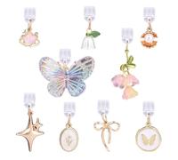 Fukaisu 9pcs Charms for Kindle, Butterfly Flower Bow Star Design Dust Plug Charms for Women Decorating Accessories Compatible with Kindle and Phone Type C Charging Ports