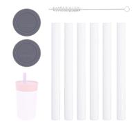 Fukaisu 9pcs Replacement Straw Set, Plastic Tumbler Cup Straws with Cleaning Brush & Silicone Bottoms Reusable Water Bottle Accessories Part for Owala Kids Water Bottle 12oz & 15oz