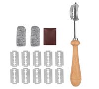 Fukaisu Bread Lame Dough Scoring Tool Kit, Sourdough Slashing Knife with 10 Replaceable Blades Leather Protective Cover & Finger Sleeves for Homemade Bread French Baguettes & Baking