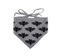 Fukaisu Crochet Bandanas, Gothic Vintage Crochet Head Scarf with Bat Pattern Cotton Knit Headband Halloween Hair Accessories for Women Party Decoration