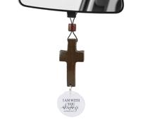 Fukaisu Cross for Car Mirror Pendants Hanging, NFC Christian Daily Bible Verse Rear view Mirror Cross Ornament Charm Automotive Interior Accessories for Men & Women