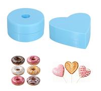 Fukaisu Donut & Heart Cake Pop Mold Set, 3D Printed Cake Pop Cutter and Pusher Non-Stick DIY Baking Tools for Home Kitchen Birthday & Party Dessert (Blue)
