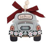 Fukaisu First Christmas Married Ornament 2025, Wooden Multi-Function Ornaments Unique Just Married Personalized Christmas Decoration for Newly Wed Couple Bride Bridal Shower