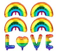 Fukaisu Giant Rainbow Foil Balloon Set, 4pcs 34.6 Inch Large Jumbo Rainbow & LOVE Balloons for Colorful Party Decorations Color Lesbian Pride Parade Supplies Gay Lgbt LGBTQ St Patrick's Festival