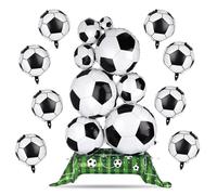 Fukaisu Giant Self-Standing Soccer Balloon with Green Field Base & 8pcs 18in/45cm Soccer Ball Balloons, Sports Party Decorations for Football Birthday Sports Theme Celebration