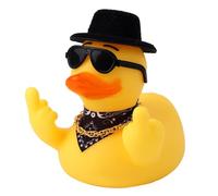 Fukaisu Middle Finger Car Ducks, Rubber Ducks Dashboard Decorations Funny Ducky Ornament for Car Dashboard Home Office Table (Black)