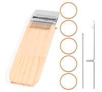 Fukaisu Mini Darning Patch Loom Kit, Portable Knit Loom with 14 Hooks, Quick Mending Needles Tool for Socks Jeans Clothing Holes, Weaving Sewing Repair Craft Set for Beginners DIY Fabric Repair