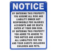 Fukaisu Notice Not Responsible for Accidents or Injuries Sign, 9x12in Aluminum Enter at Your Own Risk Warning Sign for Property Real Estate Office Garage Yard Wall Fence Gate