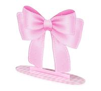 Fukaisu Pink Bow Acrylic Earring Holder, 70 Holes/35 Pairs Earring Display Rack with Solid Base Cute Stud & Pendant Jewelry Stand Organizer for Girls Women Gift Bedroom Decor