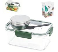 Fukaisu Side Open Salad Jar with Lid, 7.56x5x3.35in/19.2x12.7x8.5cm BPA-Free Transparent Portable Salad Pod Side Open Mason Jar Container for Home Preparation Fitness Life Picnic Time
