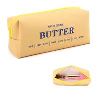 Fukaisu Soft Butter Sticks Pencil Case, 7.48x2.95x2.17in/19x7.5x5.5cm Large Capacity Waterproof PU Material Funny Butter Stick Pencil Case with Zipper for Teen Adults Back to School Gift