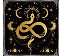 Fukaisu Tarot Altar Cloth, 45x45cm/17.72x17.72in Square Golden Snake Tablecloth for Witchcraft Supplies Spiritual Practices Tarot Card Accessories Home Decor