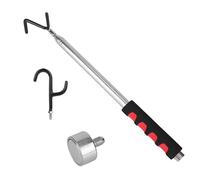 Fukaisu Telescoping Pickup Tool Magnetic Pole with 2 Hooks & Magnet, 300cm/10ft Extendable Push Pull Rod Grabber Wire Reacher Disc Golf Retriever for Hard-to-Reach Areas (Black, Red)