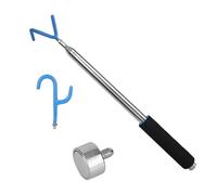 Fukaisu Telescoping Telescopic Pickup Tool Magnetic Pole with 2 Hooks & Magnet, 300cm/10ft Extendable Push Pull Pick Up Rod Stick Grabber Wire Reacher Disc Golf Retriever (Black, Blue)