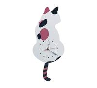 Fukamou Aesthetic Wall Clock - Fun Wall Cat Clock With Swing Tail | Home Art Decoration for Living Room Kitchen Restaurant Hotel Dormitory Businesses Rental Spaces