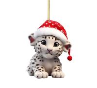 Fukamou Animal Ornaments, Tree Snow Leopard Pendant, Ornament, Cartoon 2D Acrylic Decoration, Window Wall Animal Pendant Ornaments