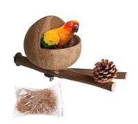 Fukamou Bird Cage Nest,Natural Shell Bird Hideaway | Shell Bird Nest, Nest House Hut Cage with Shredded, Parrot Nest and Parakeet Nesting Box