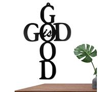 Fukamou Black Metal Cross God is Good Sign, Black Metal Cross God is Good and Love Sign Wall Decor, Christianity Home Decor Decorative Accent Wall Art Indoor Outdoor