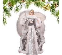 Fukamou Christmas Tree Angel Topper | Tree Top Angel White Feather Wings - Christmas Angel Figurine, 7.08in Angel the Tree Topper for, Christmas, Home Christmas Trees