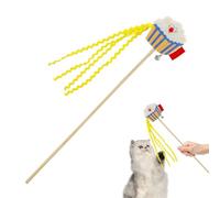 Fukamou Interactive Cat Wand Toys | Cheese Puffed Rice Kitten Game with Bell - Cat Tassel Toys | for Indoor Outdoor Home Exercise Small Large Breed Pet