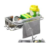 Fukamou Kitchen Sink Caddy - Wall-Mounted Dish Cloth Drain Storage Rack - Sink Basket Brush Holder, Home Organization For Sponges, Wipes And Cleaning Solution