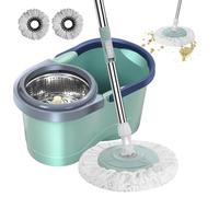 Fukamou Mop and Bucket Set - Wet Mop Bucket Set with Automatic,Labour-Saving Cleaning Mop with Wringer for Living Room, Kitchen, Balcony, Study Room