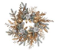 Fukamou Pine and Red Berry Wreath - Artificial Pinecone Wreaths for Front Door,Decorative Wreaths with Greenery, Gold Berries, Pine Needles, And Pine Cones