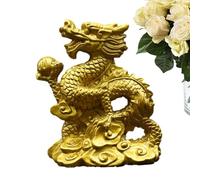 Fukamou Resin Dragon Decor | Feng Shui Wealth Prosperity Statue - Year Dragon Sculpture, Green Dragon Sculptures, Chinese Feng Shui Dragon Collectibles, Desktop Decoration