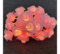 Fukamou Rose String Lights, Pink Floral String Lights, Battery White Flower Twinkle Lights Foam Lantern for Marriage Proposal Props