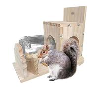 Fukamou Squirrel Feeders For Outside | Wooden Outdoor Backyard Tree Feeding Box - Sturdy, Fun And Safe